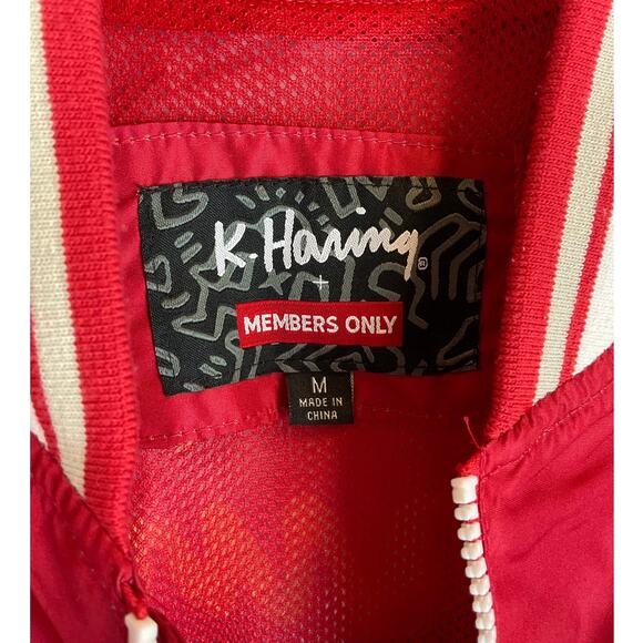 Keith Haring Members Only Full-Zip Graphic Design Jacket, Red/Cream - Size M - Picture 3 of 7